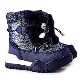 PJ2 Dětské teplé sněhové boty s kožešinou Navy Blue Dessa bílý námořnická modrá PJ2 Dětské teplé sněhové boty s kožešinou Navy Blue Dessa bílý námořnická modrá