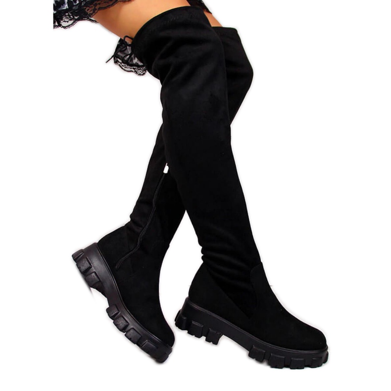 Černé boty na platformě Navy Dot W WOL12 černá