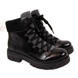 Černé izolované lakované boty W Rieker Z9132 černá modrý Černé izolované lakované boty W Rieker Z9132 černá modrý