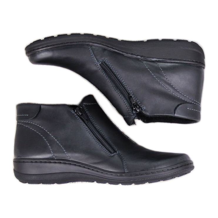 Pohodlné zateplené kožené boty W Helios 642 šedá