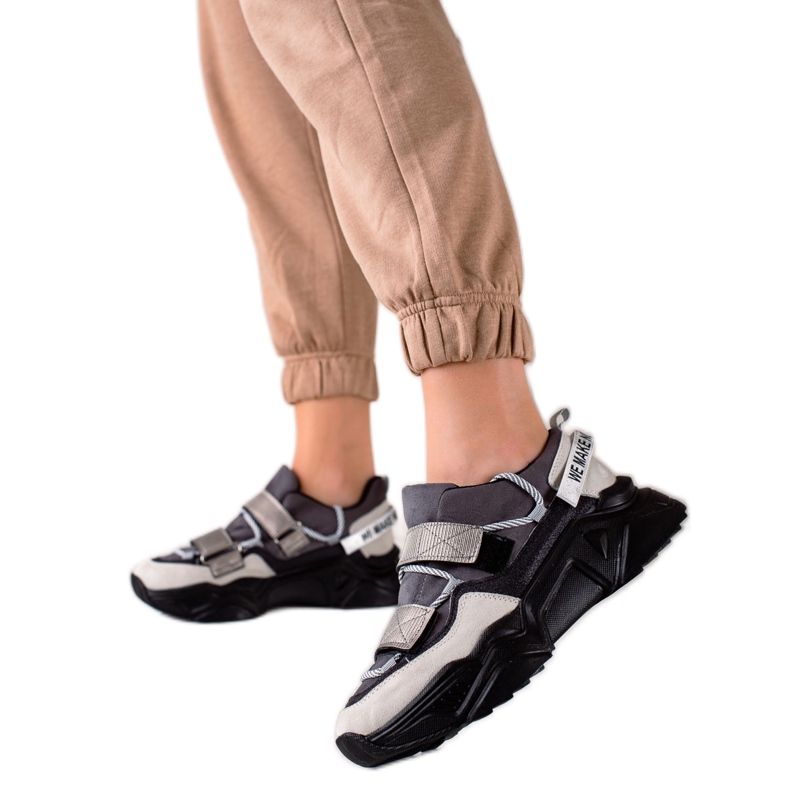 TRENDI Tenisky se suchým zipem béžový černá šedá