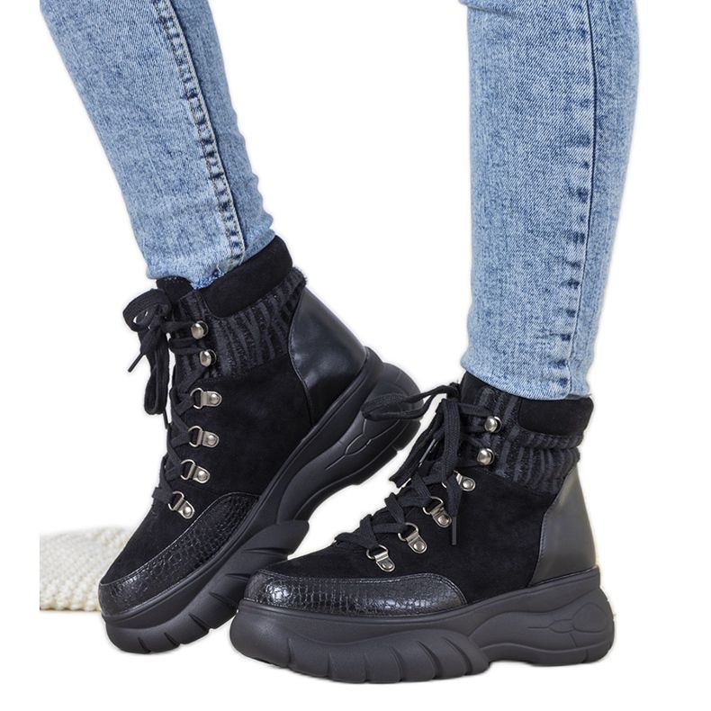 Černé zimní tenisky s motivem zvířat Miron černá