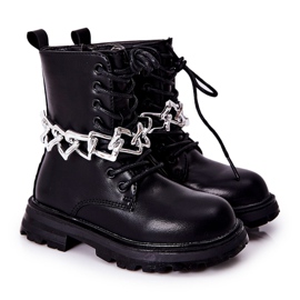 FR1 Černé dětské boty s řetízkem černá