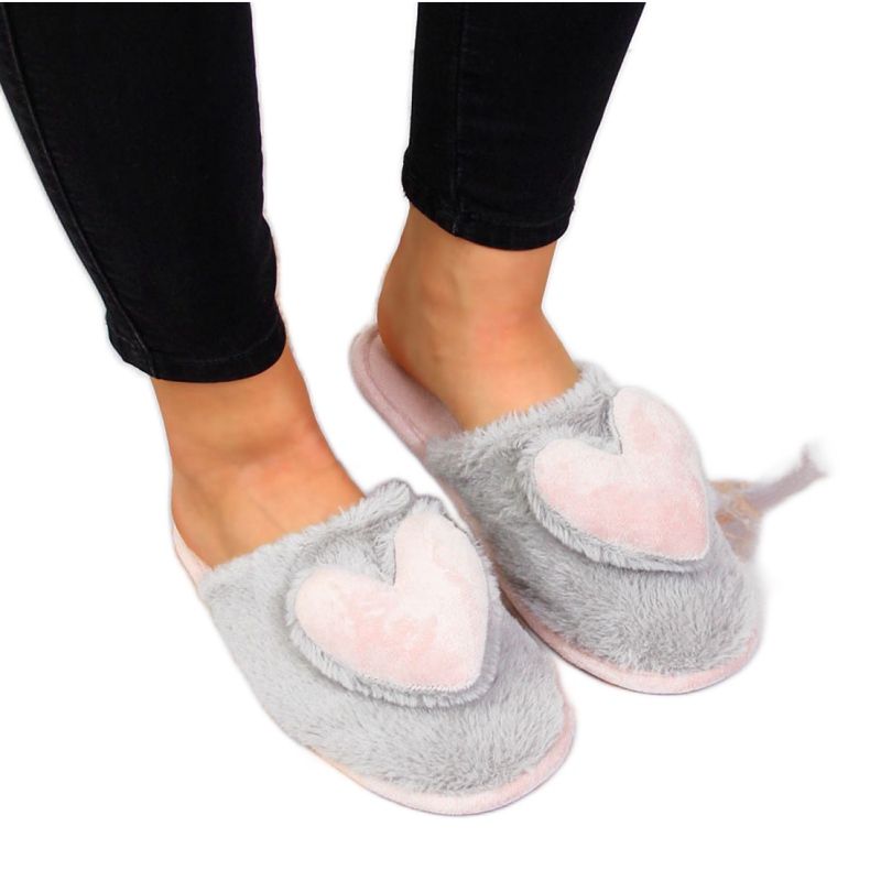 Domácí pantofle se srdcem Novinky W EVE332B šedá Domácí pantofle se srdcem Novinky W EVE332B šedá