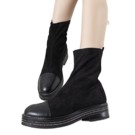 Černé kozačky se zirkony My Way černý