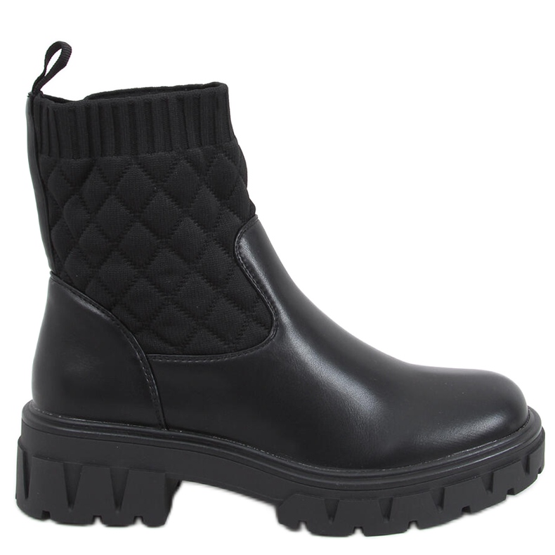 Boty s prošívaným svrškem Elin Black černá Boty s prošívaným svrškem Elin Black černá