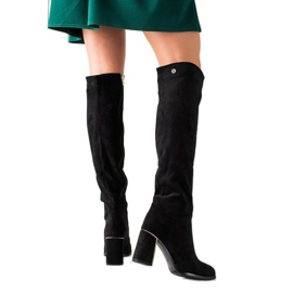 Goodin Stylové semišové kozačky černý