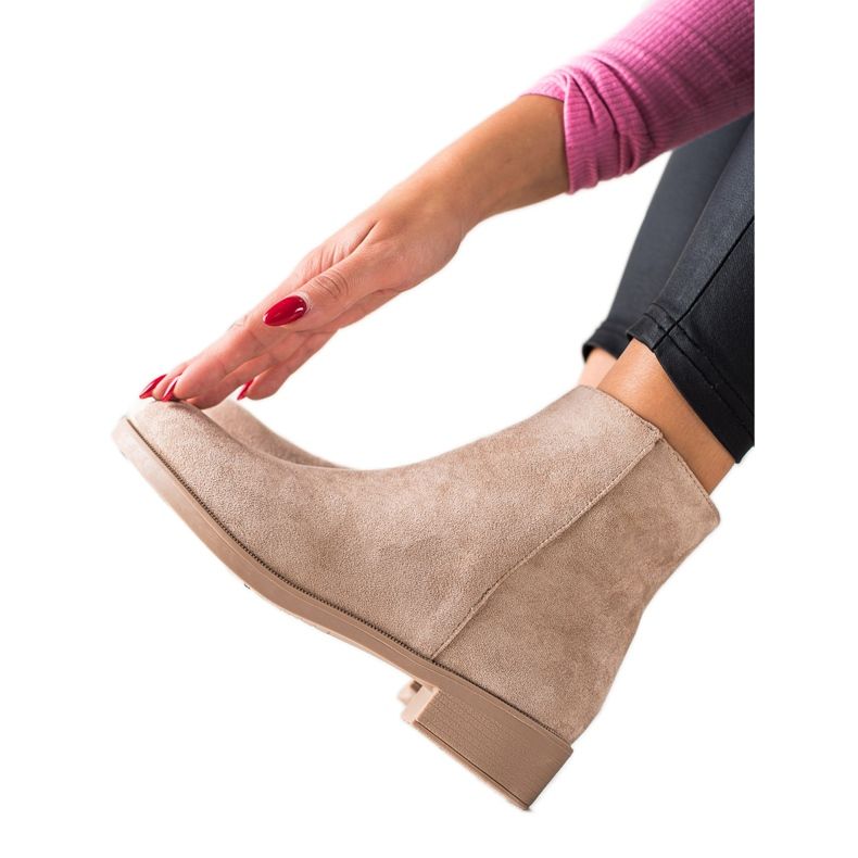 Mannika Klasické semišové kozačky béžový