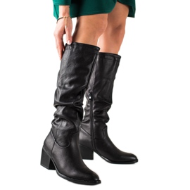 Super Mode Černé boty s eko kůží černá Super Mode Černé boty s eko kůží černá