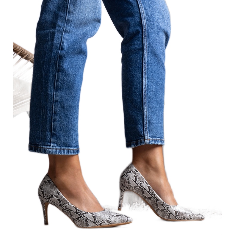 Béžové lodičky se vzorem hadí kůže Nickle béžový