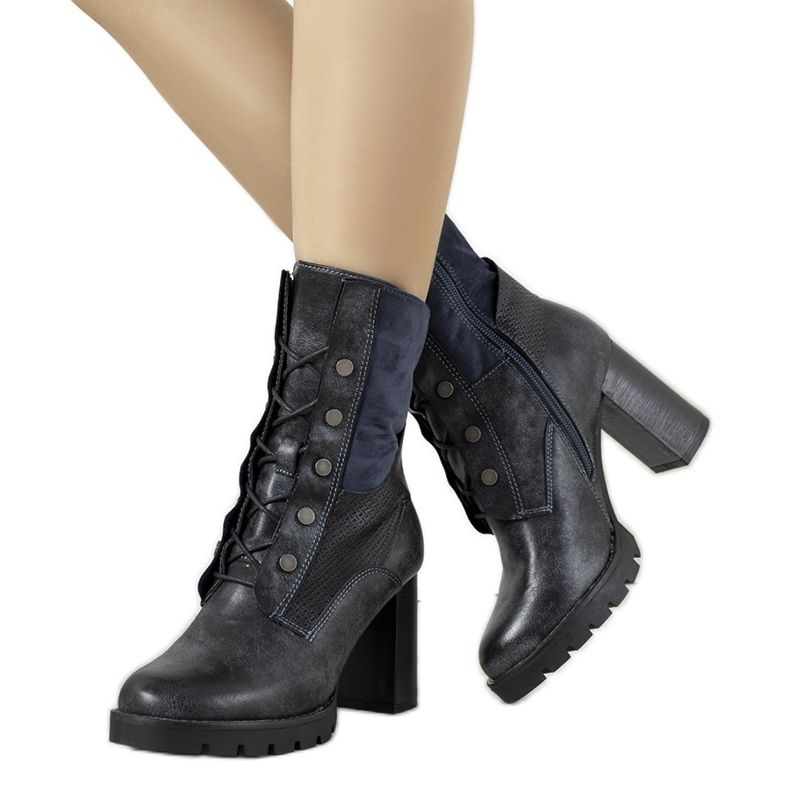 Tmavě modré kotníkové boty na sloupku Alvarado béžový námořnická modrá