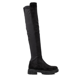 TRENDI Stehenní boty na platformě černý