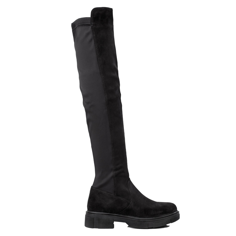 TRENDI Stehenní boty na platformě černá