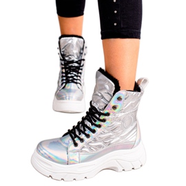 Stříbrné boty na platformě VINCEZA stříbro