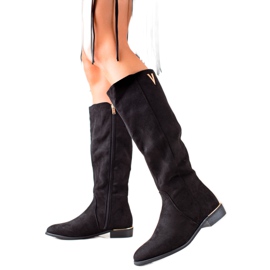 TRENDI Elegantní semišové boty černý