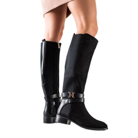 Yes Mile Stylové vysoké kozačky černá Yes Mile Stylové vysoké kozačky černá