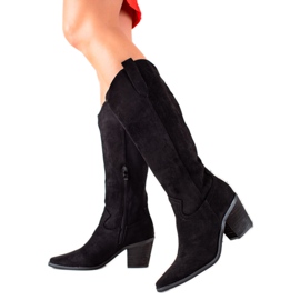 Renda Semišové kovbojské boty černý