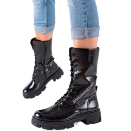 Kozačky s ozdobným zipem Sergio Leone černý