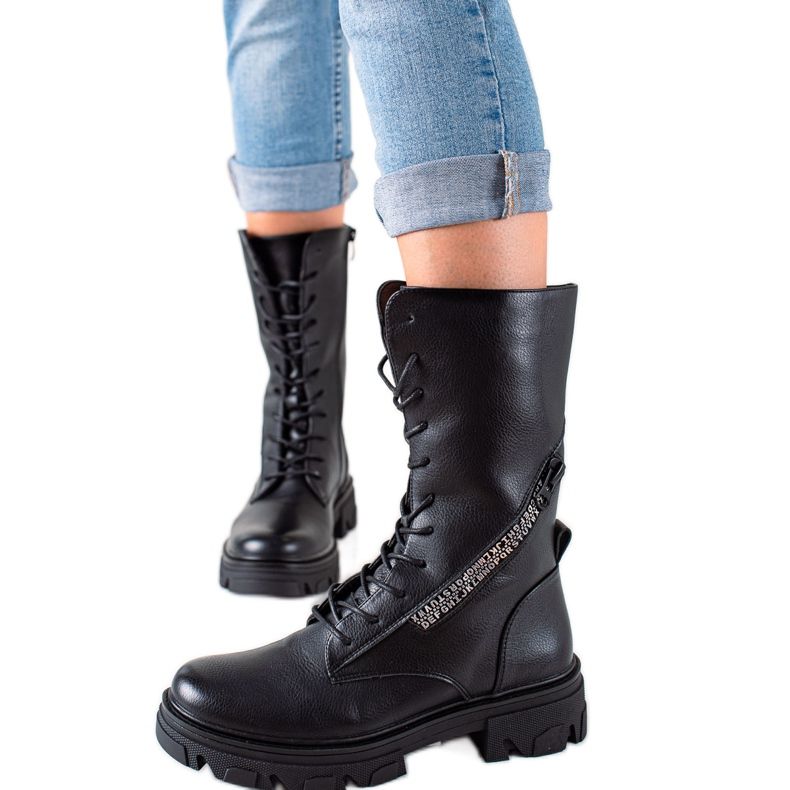 Boty s ozdobným zipem od Sergio Leone černá