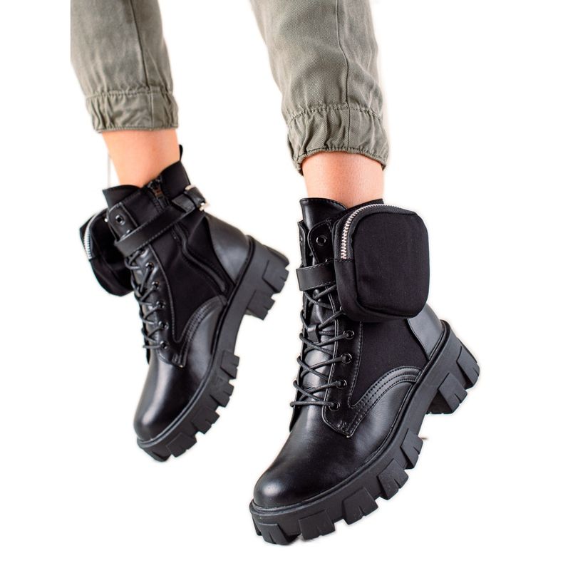 Best Shoes Pracovníci s semišovou kapsou černá