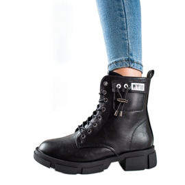 Goodin Černé šněrovací tašky s ornamentem černá Goodin Černé šněrovací tašky s ornamentem černá