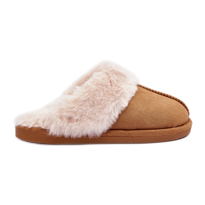 Dámské pantofle Pantofle s kožešinou Camel Pinky hnědý