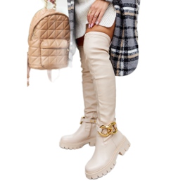 Vysoké boty s dekorativním béžovým prvkem Máša