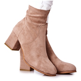 PE1 Dámské kozačky semišové béžové Merducio khaki