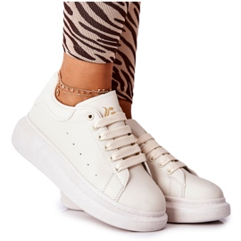 Kožené sportovní boty na béžové platformě Lemmy béžový