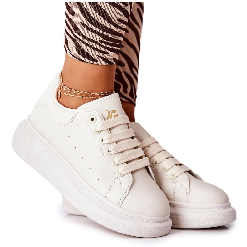 Kožené sportovní boty na béžové platformě Lemmy béžový