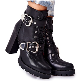 Boty na sloupku se sponou, černá Flaris černý