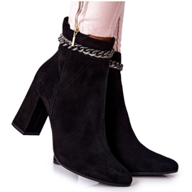 Kožené kozačky Laura Messi Black 2203 černý