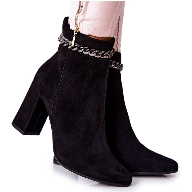 Kožené kozačky Laura Messi Black 2203 černá