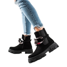 Semišové kozačky na platformě S. Barski černý