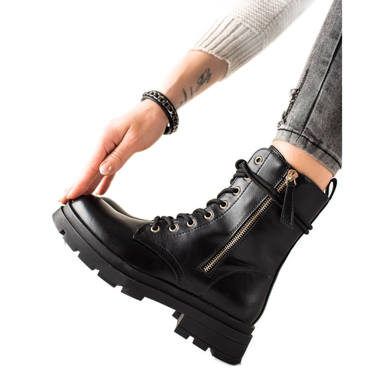 Sixth Sense Černé Boty Traper S Eko Kůže černá