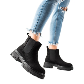 TRENDI Semišové Chelsea Boty Na Platformě černý