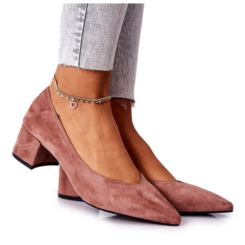 PG1 Semišové lodičky Na Pilíře Růžový Ross