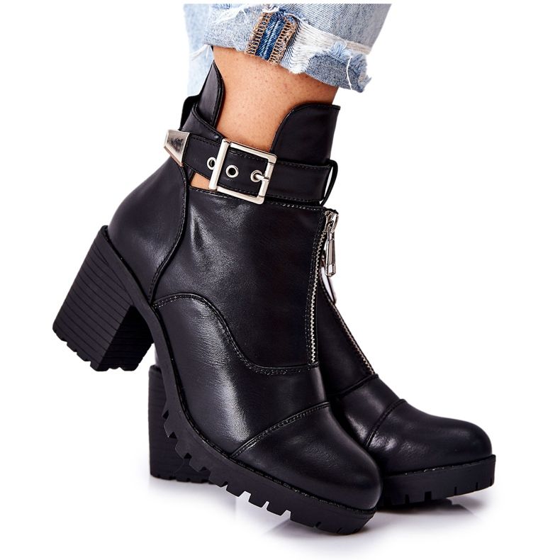 PG1 černé Clive Boty Na Vysokém Podpatku S Přezkou černá