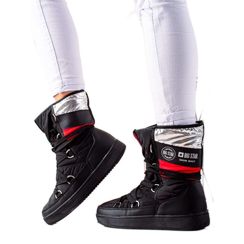 Dámské sněhule Big Star EE274656 černá červené stříbrný