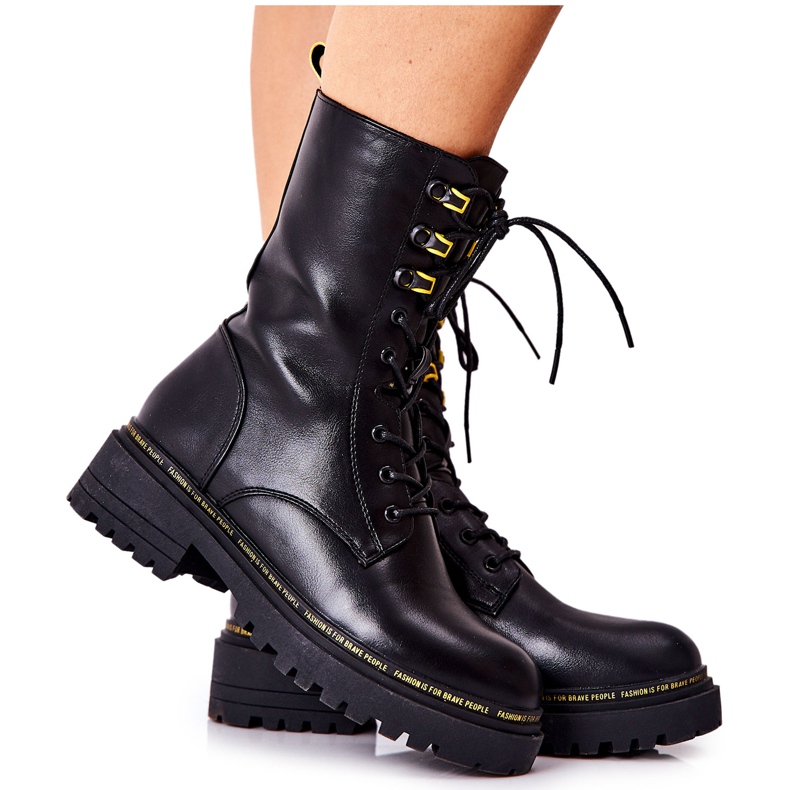 POTOCKI Black Rockdale vysoké kožené dělníky černá