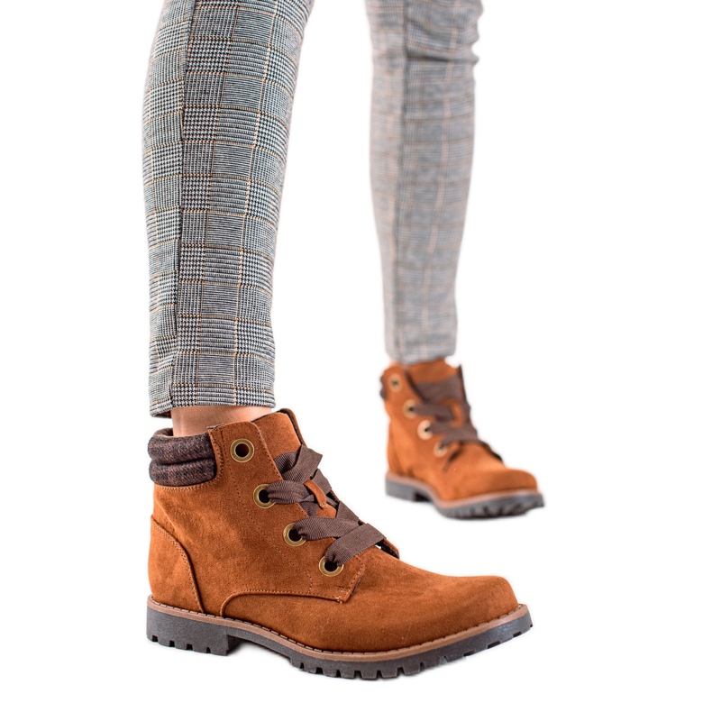 TRENDI Semišové boty Traper hnědý