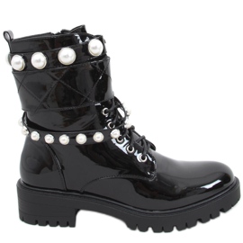 Lakované tašky s perlami Beni Black černý