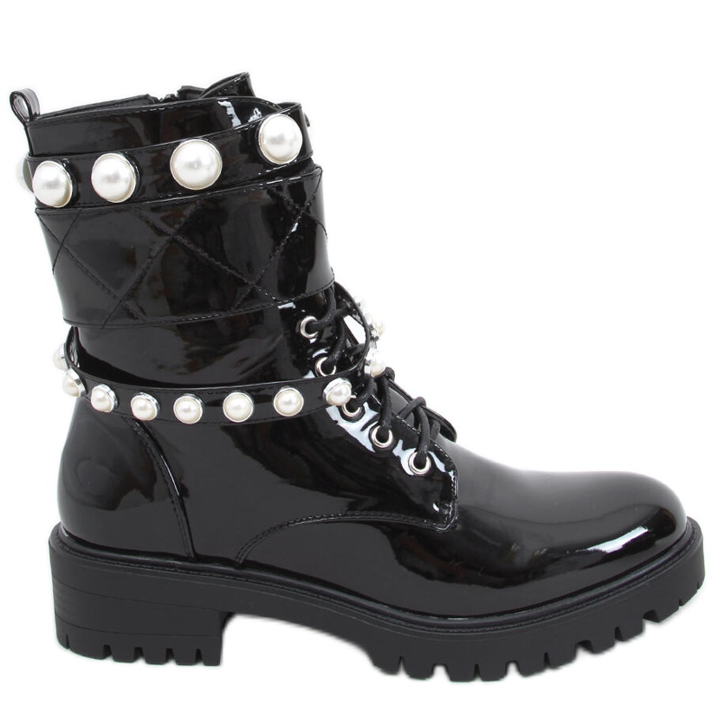 Lakované tašky s perlami Beni Black černá