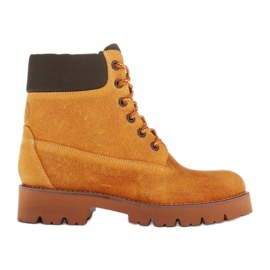 Marco Shoes Voděodolné holínky z impregnované žluté kůže žluť
