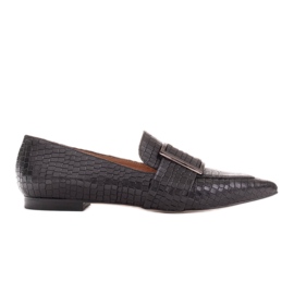 Marco Shoes Croco baleríny s velkou přezkou černý
