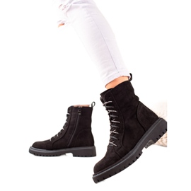 TRENDI Černé šněrovací boty černý