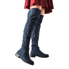 TRENDI Stylové boty nad kolena námořnická modř