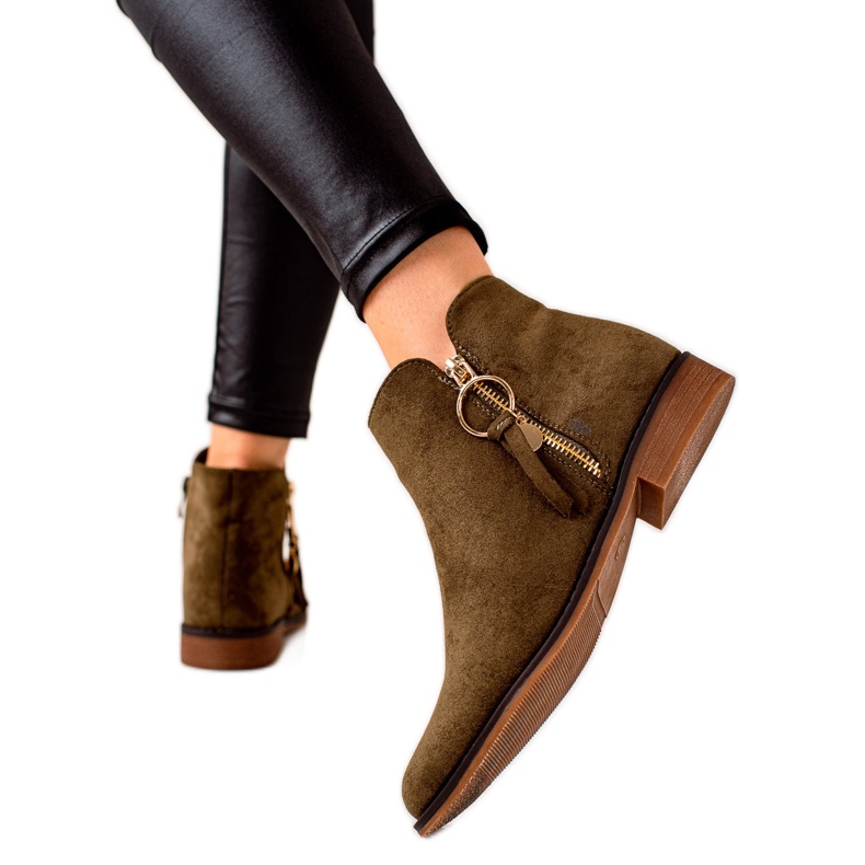 Super Me Boty Se Zlatým Zipem zelená