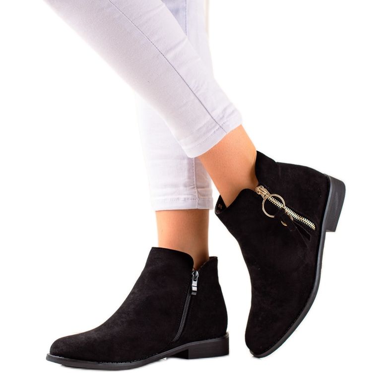 Super Me Boty Se Zlatým Zipem černá