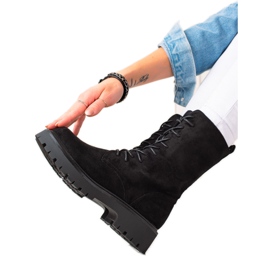 Bona Černé semišové boty Trapper černý